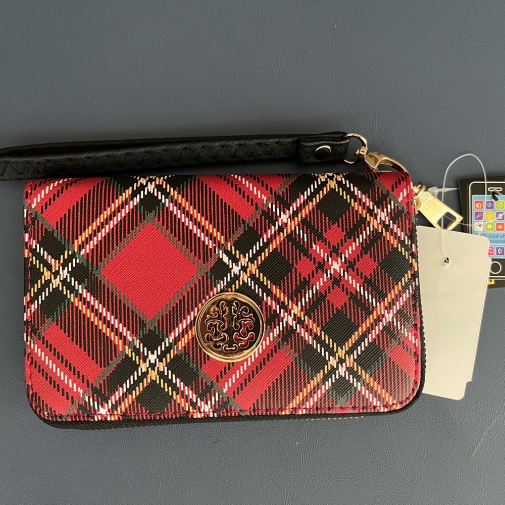 Sasha Red Zip Up Wallet with Hand Strap